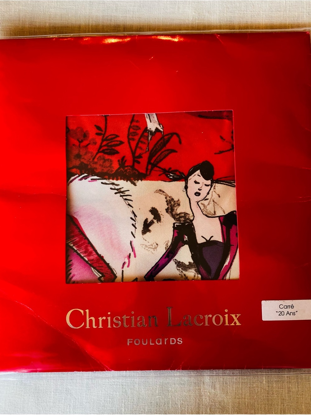 Christian Lacroix Commemorative Illustrated Silk Scarf 2007